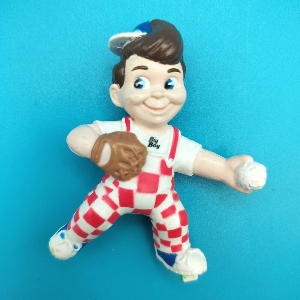 Big Boy Vintage Baseball Player Mascot PVC Figure 2.75" Red White Collectible